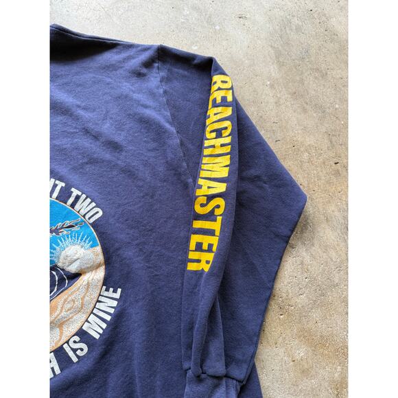 Vintage 80s Beachmaster Jerzees Navy Blue Military Hoodie Size XL Made in USA - Picture 5 of 8